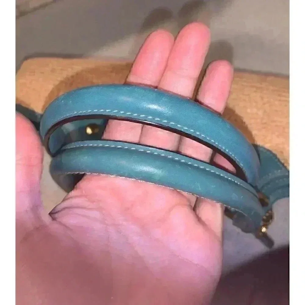 Teal accent straw coach‎ purse BH